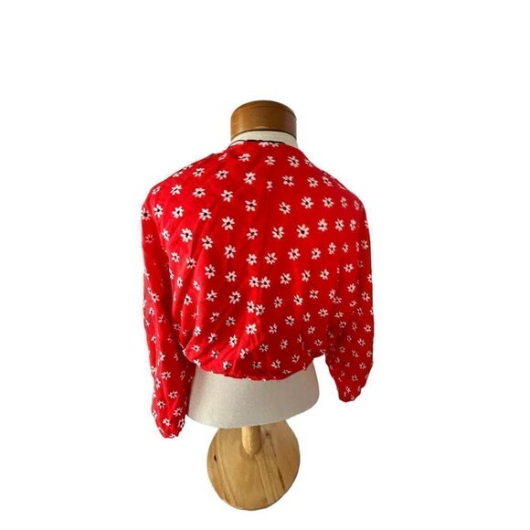 Zara red front tie floral crop blouse size medium NWT - Picture 2 of 9